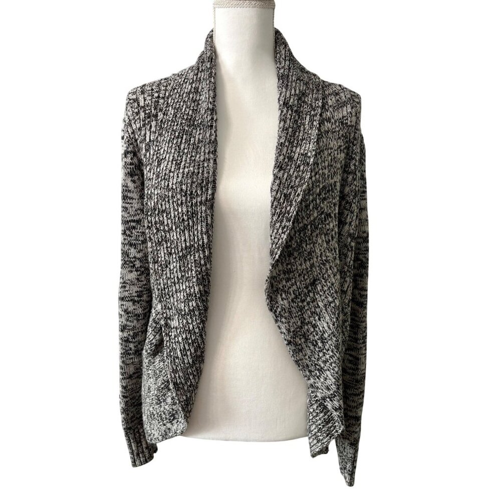 Apt. 9 Black & White Marled Open Front Cottage Cozy Cardigan Sweater Womens XL